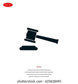 Hammer judge vector icon, flat design best vector icon