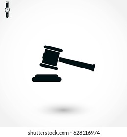 Hammer judge vector icon, flat design best vector icon