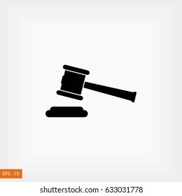 Hammer judge vector icon, flat design best vector icon