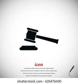 Hammer judge vector icon, flat design best vector icon