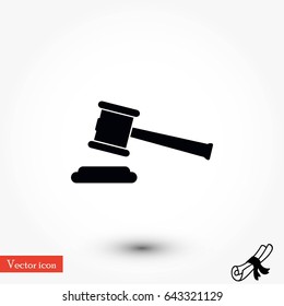 Hammer judge vector icon, flat design
