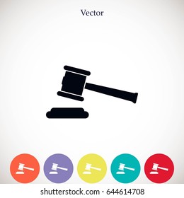 Hammer judge vector icon, flat design best vector icon