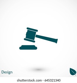 Hammer judge vector icon, flat design best vector icon