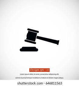 Hammer judge vector icon, flat design best vector icon