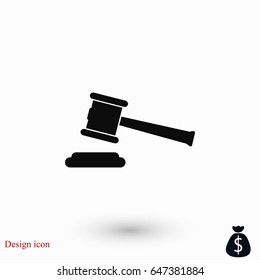 Hammer judge vector icon, flat design best vector icon