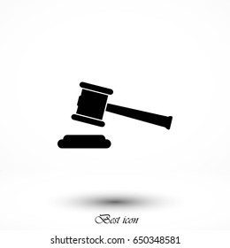 Hammer judge vector icon, flat design best vector icon