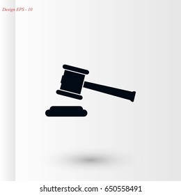 Hammer judge vector icon, flat design best vector icon