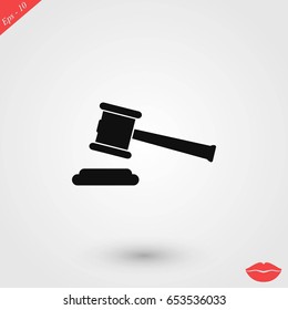 Hammer judge vector icon, flat design best vector icon