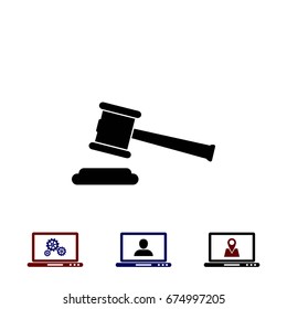 Hammer judge vector icon, flat design best vector icon