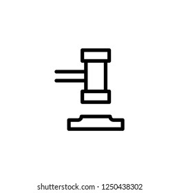 Hammer, judicial decisions making vector icon in line / outline style