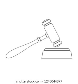 Hammer of justice and anvil. Outline. Vector.