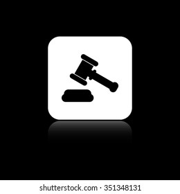 Hammer of justice - black vector icon on the white button