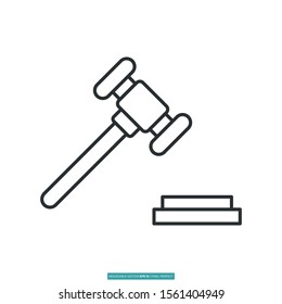 Hammer justice icon vector illustration logo template for many purpose. Isolated on white background.