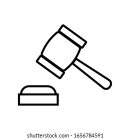Logo de ilustraciones vectoriales de martillo de justicia para muchos propósitos. Aislado sobre fondo blanco. - Vector