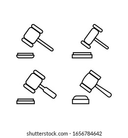 Logo de ilustraciones vectoriales de martillo de justicia para muchos propósitos. Aislado sobre fondo blanco. - Vector