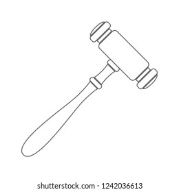 Hammer of justice. Outline. Vector.