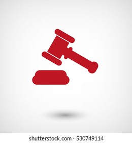 Hammer of justice - red vector  icon with shadow