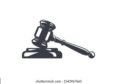 Hammer of justice vector illustation. Judge's gavel and soundboard. Judge or auction hammer. Law and justice concept.