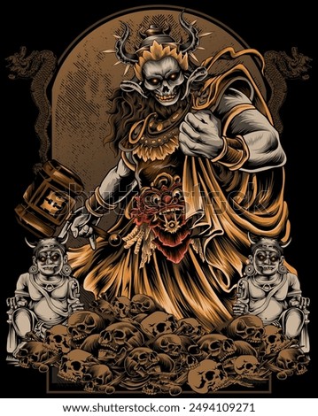  The Hammer King, Skull vector illustration, this illustration can be used for t-shirt design and merchandise