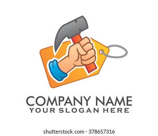 hammer label price image icon logo vector