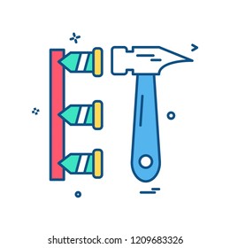 hammer labor nails icon design vector