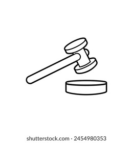 Hammer of Law Icon. Bid, Court Symbol - Vector Logo Template.