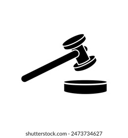 Hammer of Law Icon. Bid, Court Symbol - Vector Logo Template.  