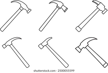 hammer line art vector designs illustration