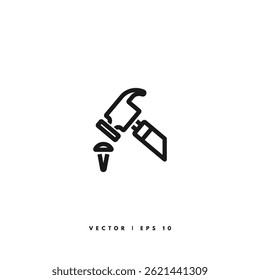 Hammer Line Icon. Editable Stroke