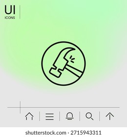 Icono de línea de martillo. Elemento para su diseño