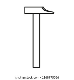 Hammer line icon isolated on white background. Outline thin equipment tool industry vector.