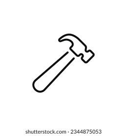 Hammer line icon isolated on white background