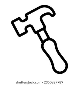 Hammer line icon, labour day concept, carpentry equipment sign on white background, claw hammer icon in outline style mobile concept web design. Vector graphics.