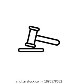 Hammer line icon. legal symbol. simple design editable. Design template vector