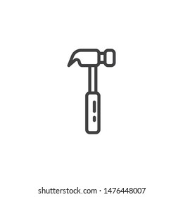 Hammer line icon. linear style sign for mobile concept and web design. Carpenter Hammer outline vector icon. Symbol, logo illustration. Vector graphics