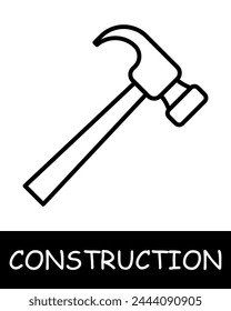 Hammer line icon. Nails, pen, construction, foreman, building, cement, foundation, architecture, roof, project, work. Vector line icon for business and advertising