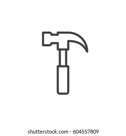Hammer line icon, outline vector sign, linear style pictogram isolated on white. Symbol, logo illustration. Editable stroke. Pixel perfect