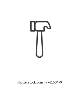 Hammer line icon, outline vector sign, linear style pictogram isolated on white. Mallet symbol, logo illustration. Editable stroke