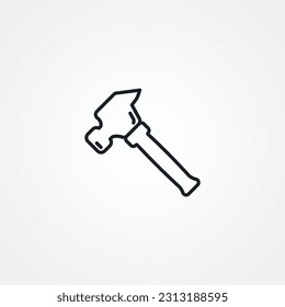 Hammer line icon, repair hammer linear icon.