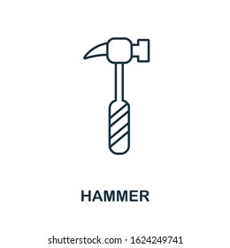 Hammer line icon. Thin style element from construction tools icons collection. Outline Hammer icon for computer and mobile. Symbol, logo vector graphics.