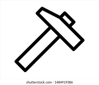 hammer line icon - vector