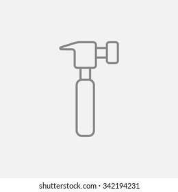 Hammer line icon for web, mobile and infographics. Vector dark grey icon isolated on light grey background.
