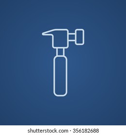 Hammer line icon for web, mobile and infographics. Vector light blue icon isolated on blue background.