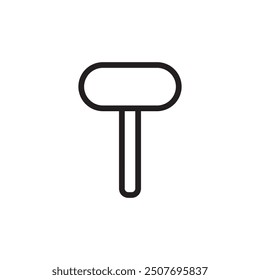 Ilustración vectorial plana del icono del estilo de la línea del martillo aislada en el fondo blanco. 