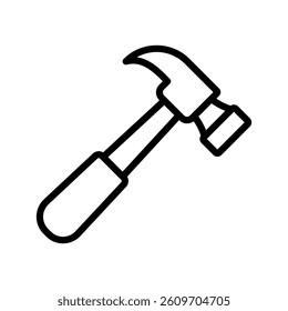 Hammer Line Vector Illustration On White Background.