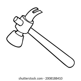 hammer line vector illustration,isolated on white background for education,top view