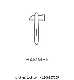 Hammer linear icon. Hammer concept stroke symbol design. Thin graphic elements vector illustration, outline pattern on a white background, eps 10.