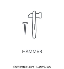 Hammer linear icon. Hammer concept stroke symbol design. Thin graphic elements vector illustration, outline pattern on a white background, eps 10.