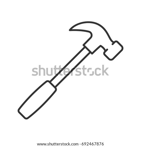Hammer linear icon. Thin line illustration. Contour symbol. Vector isolated outline drawing