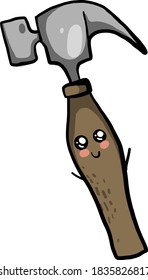 Hammer with little hands, illustration, vector on white background